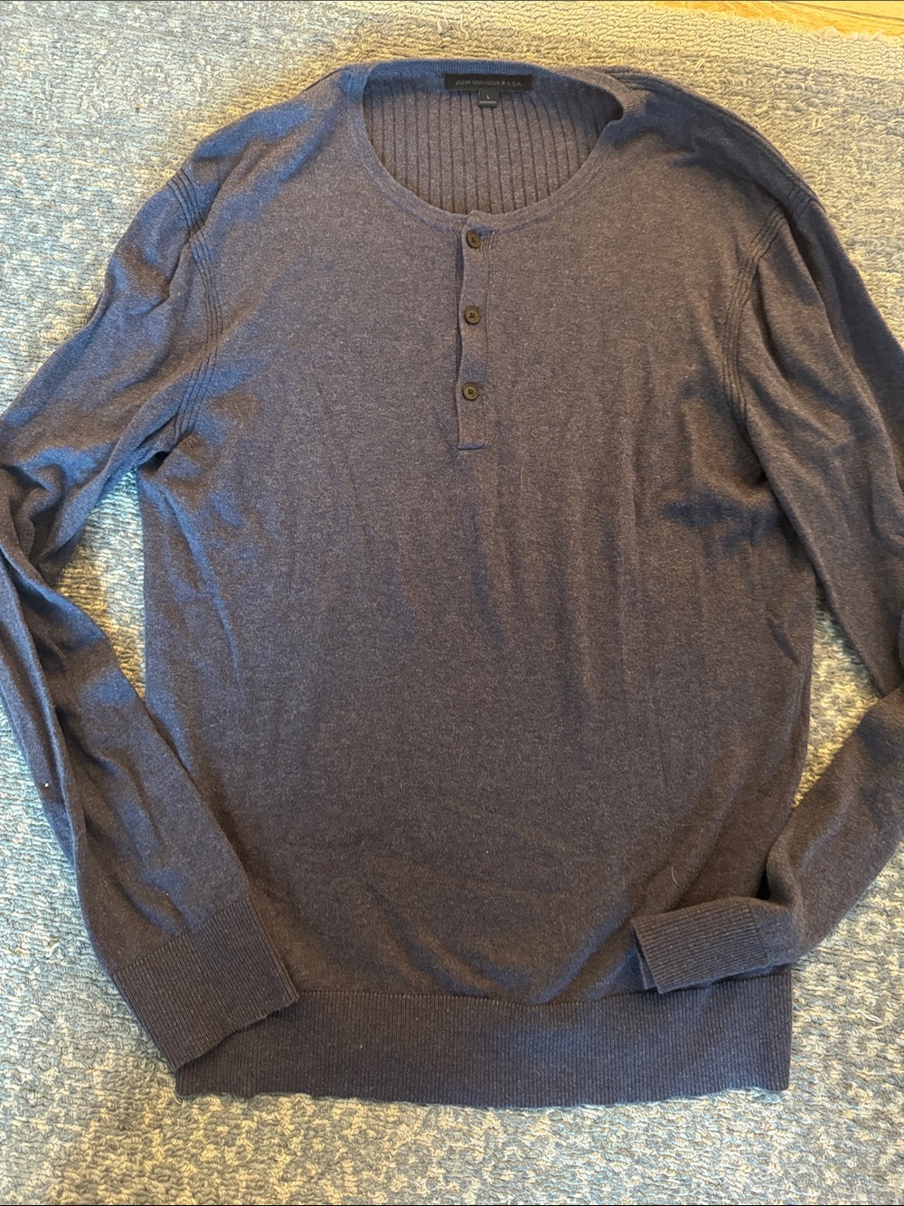 John Varvatos Navy Blue Ribbed Sweater